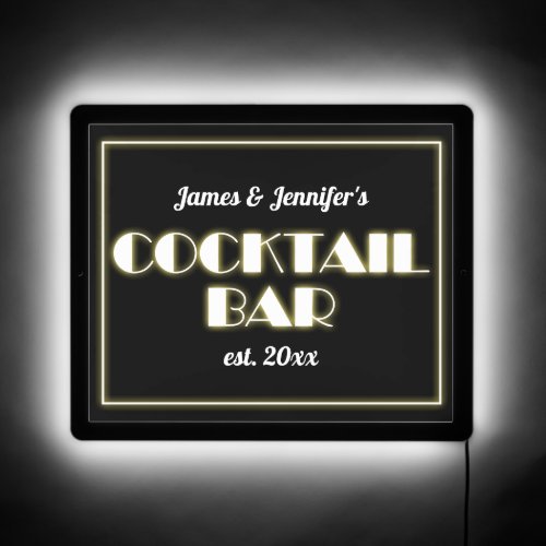 Elegant Vintage Cocktail Bar LED Sign