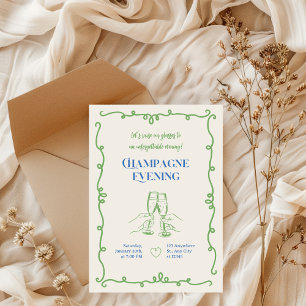 Elegant Vintage Cocktail Champagne Evening Party Invitation