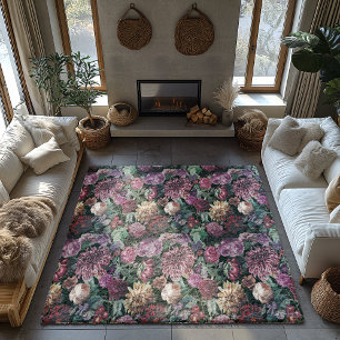 Elegant Vintage Colorful Floral blue area Rug
