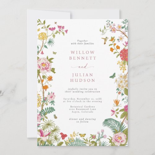 Elegant Vintage Colorful Wedding Invitation