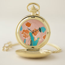 Elegant Vintage Colorful Wildflower Pocket Watch