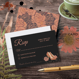 Elegant Vintage Copper Rose Quinceañera RSVP Card