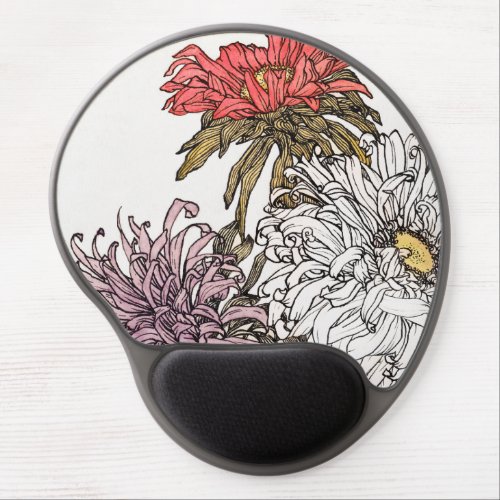 Elegant Vintage Coral Pink Floral Gel Mouse Pad