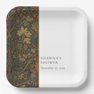 Elegant Vintage Cottage Botanical Fall Shower Paper Plates
