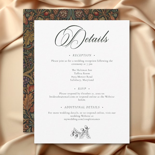 Elegant Vintage Cottage Botanical Fall Wedding Enclosure Card (Creator Uploaded)