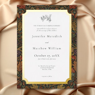 Elegant Vintage Cottage Botanical Fall Wedding Foil Invitation
