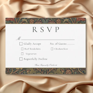 Elegant Vintage Cottage Botanical Fall Wedding QR RSVP Card