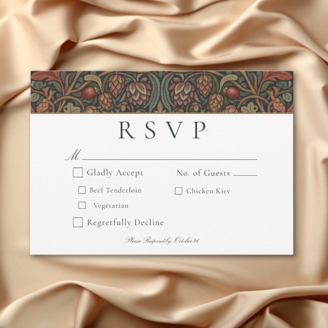 Elegant Vintage Cottage Botanical Fall Wedding RSVP Card (Elegant Vintage Cottage Botanical Fall Wedding RSVP Card)
