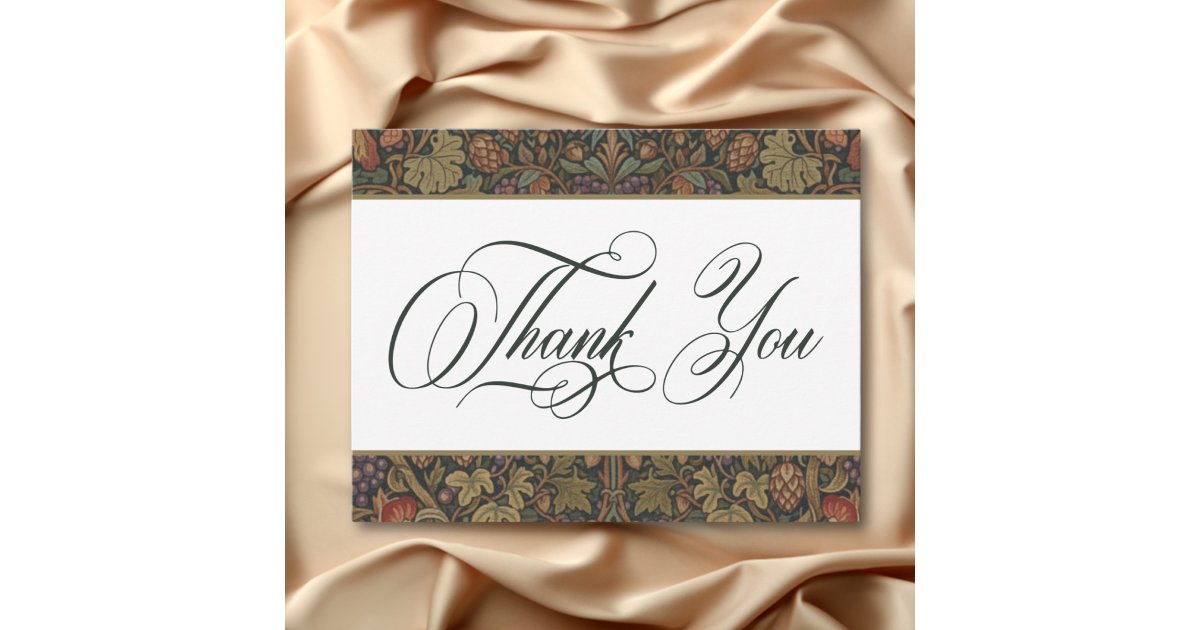 Elegant Vintage Cottage Botanical Fall Wedding Thank You Card | Zazzle