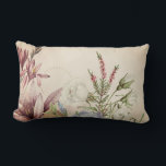 Elegant Vintage Cottagecore Floral Lumbar Pillow<br><div class="desc">Elegant accent pillow features elegant vintage cottage floral design with blooming white roses in a pretty pastel bouquet framed by stylish amaryllis with faint gold design elements; the layered composition gives depth and perspective to the overall design. One design of a matching set. A stylish decorative accent pillow for your...</div>
