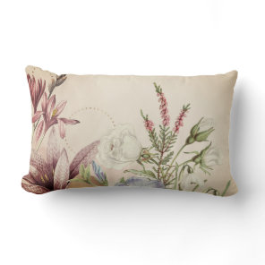 Elegant Vintage Cottagecore Floral Lumbar Pillow