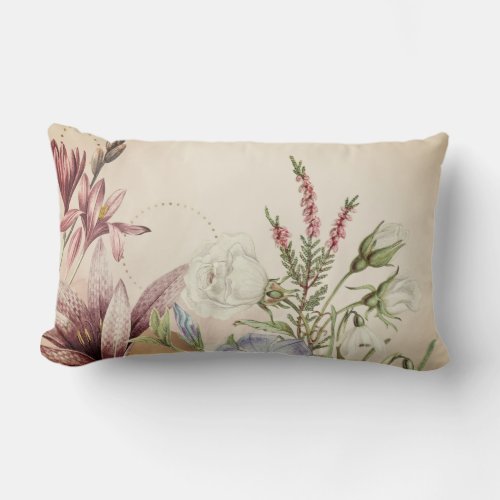 Elegant Vintage Cottagecore Floral Lumbar Pillow