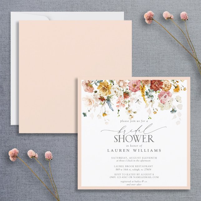 Elegant Vintage Country Floral Bridal Shower Invitation (Creator Uploaded)