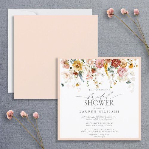 Elegant Vintage Country Floral Bridal Shower Invitation