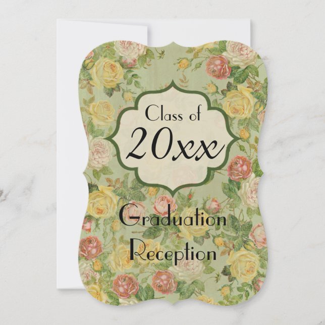 Elegant Vintage Country Floral Graduation Pary Invitation (Front)