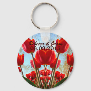 elegant vintage country wedding save the date keychain