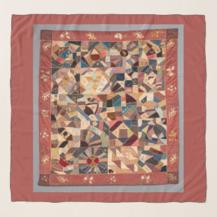 Elegant Vintage Crazy Patchwork Quilt Pattern Scarf