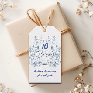 Elegant Vintage Crest 10th Wedding Anniversary Gift Tags