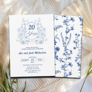 Elegant Vintage Crest 20th Wedding Anniversary Invitation