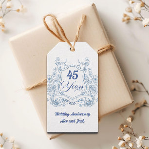 Elegant Vintage Crest 45th Wedding Anniversary Gift Tags