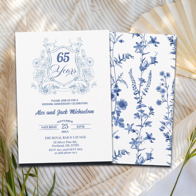 Elegant Vintage Crest 65th Wedding Anniversary Invitation (Creator Uploaded)