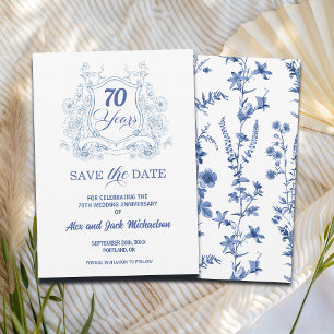 Elegant Vintage Crest 70th Wedding Anniversary Save The Date