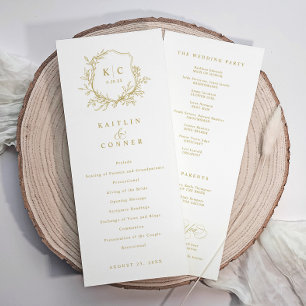 Elegant Vintage Crest Gold Classic Wedding Program