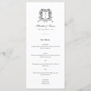Elegant Vintage Crest Line Art Thank You Wedding Menu