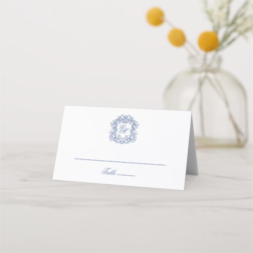 Elegant Vintage Crest Monogram Wedding Place Card