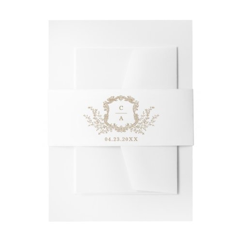 Elegant Vintage Crest Wedding Monogram Invitation Belly Band