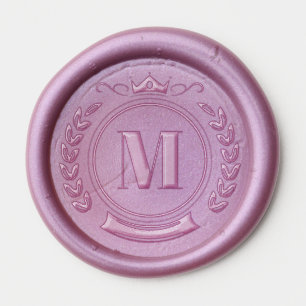 elegant vintage crest wreath monogram wax seal sticker