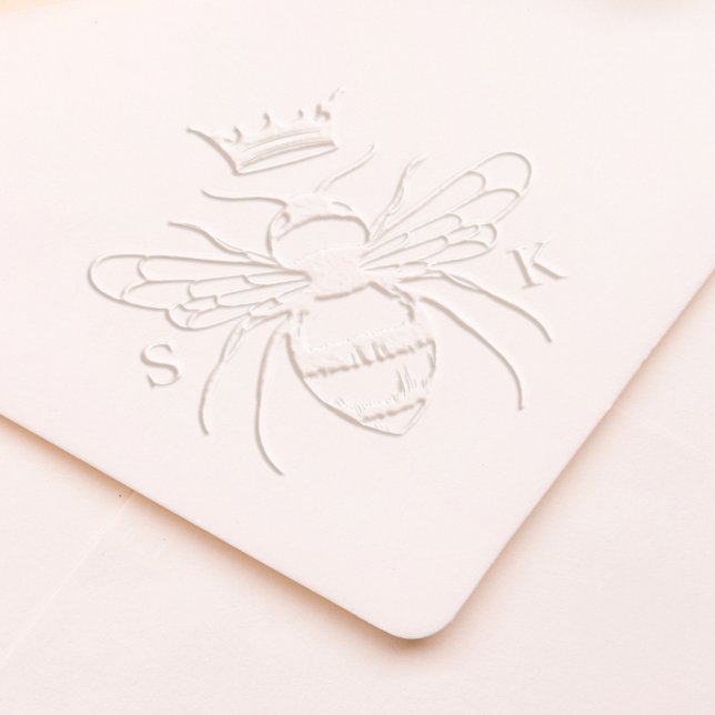 Elegant Vintage Crown Honey Queen Bee Monogram Embosser