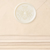 Elegant Vintage Crown Honey Queen Bee Monogram Wax Seal Sticker (Front)