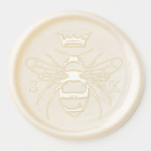 Elegant Vintage Crown Honey Queen Bee Monogram Wax Seal Sticker (Front)