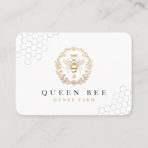Elegant Vintage Crown Honey Queen Bee White & Gold Calling Card