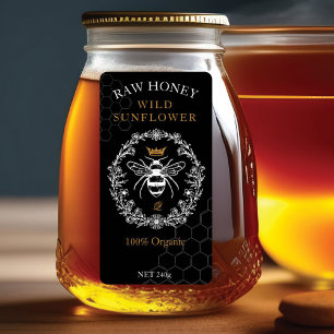 Elegant Vintage Crown Queen Bee Honey Jar Label