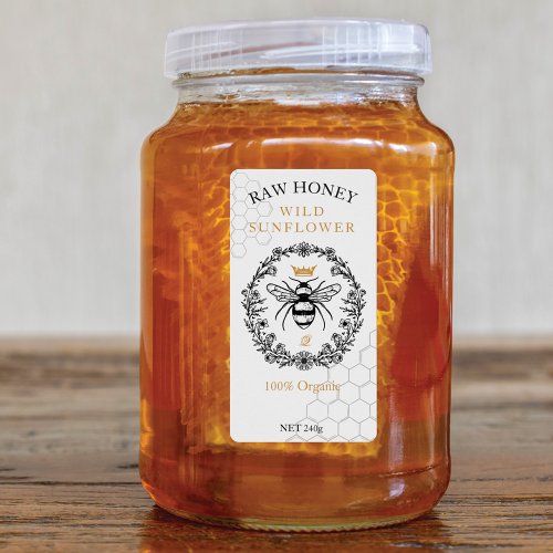 Elegant Vintage Crown Queen Bee Honey Jar Label