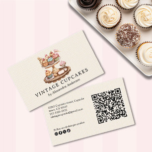 Elegant Vintage Cupcake Pastry Business Card