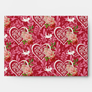 Elegant Vintage Cupid & Red Rose Valentine’s Day Envelope