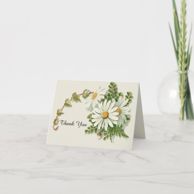 Elegant Vintage Daisies Thank You Note Card (Front)