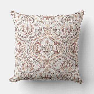 Elegant Vintage Damask Floral Seamless Pattern in Throw Pillow