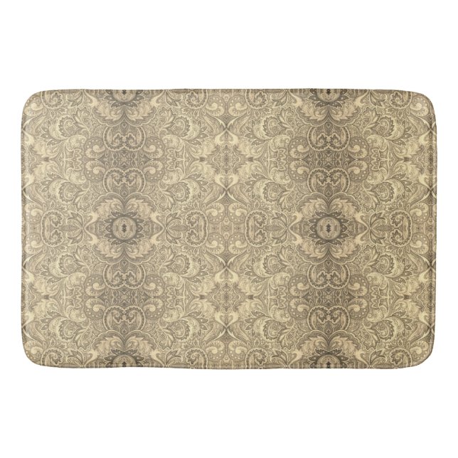 Elegant vintage damask pattern bath mat (Front)