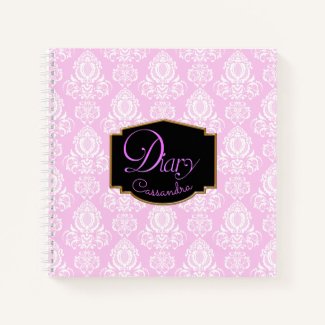 Elegant, Vintage, Damask Pink Diary