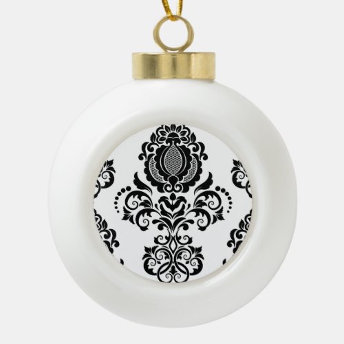 Elegant Vintage Damask Seamless Texture Ceramic Ball Christmas Ornament
