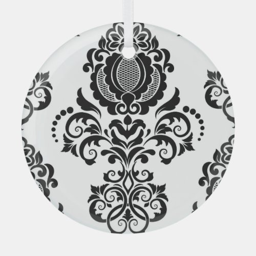 Elegant Vintage Damask Seamless Texture Glass Ornament