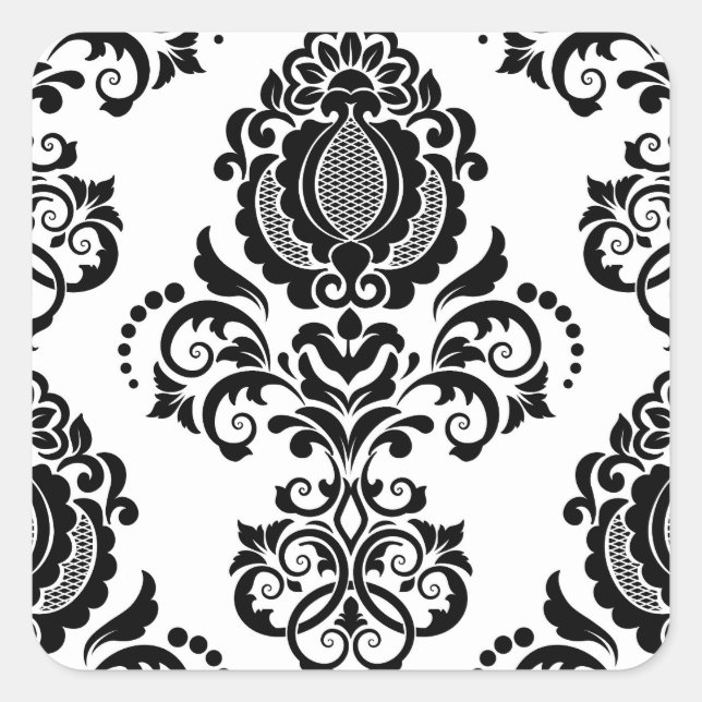 Elegant Vintage Damask Seamless Texture Square Sticker (Front)