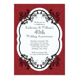Elegant Vintage Damask Wedding Anniversary Party Card