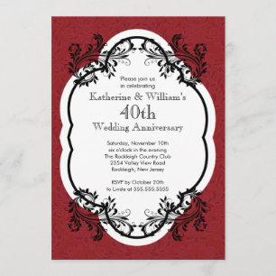 Elegant Vintage Damask Wedding Anniversary Party Invitation