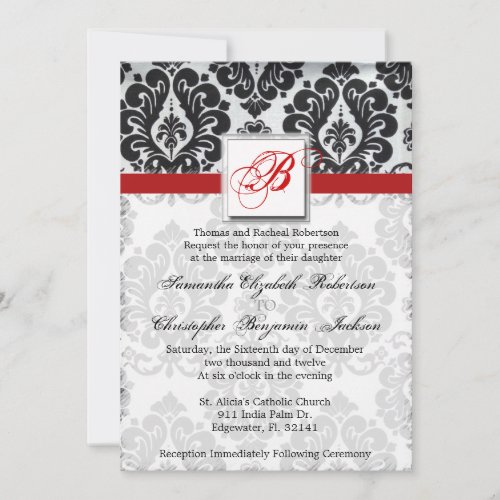 Elegant Vintage Damask Wedding Invite