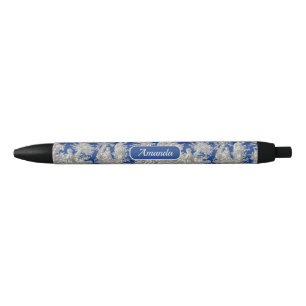 Elegant vintage dark blue toile de jouy pen